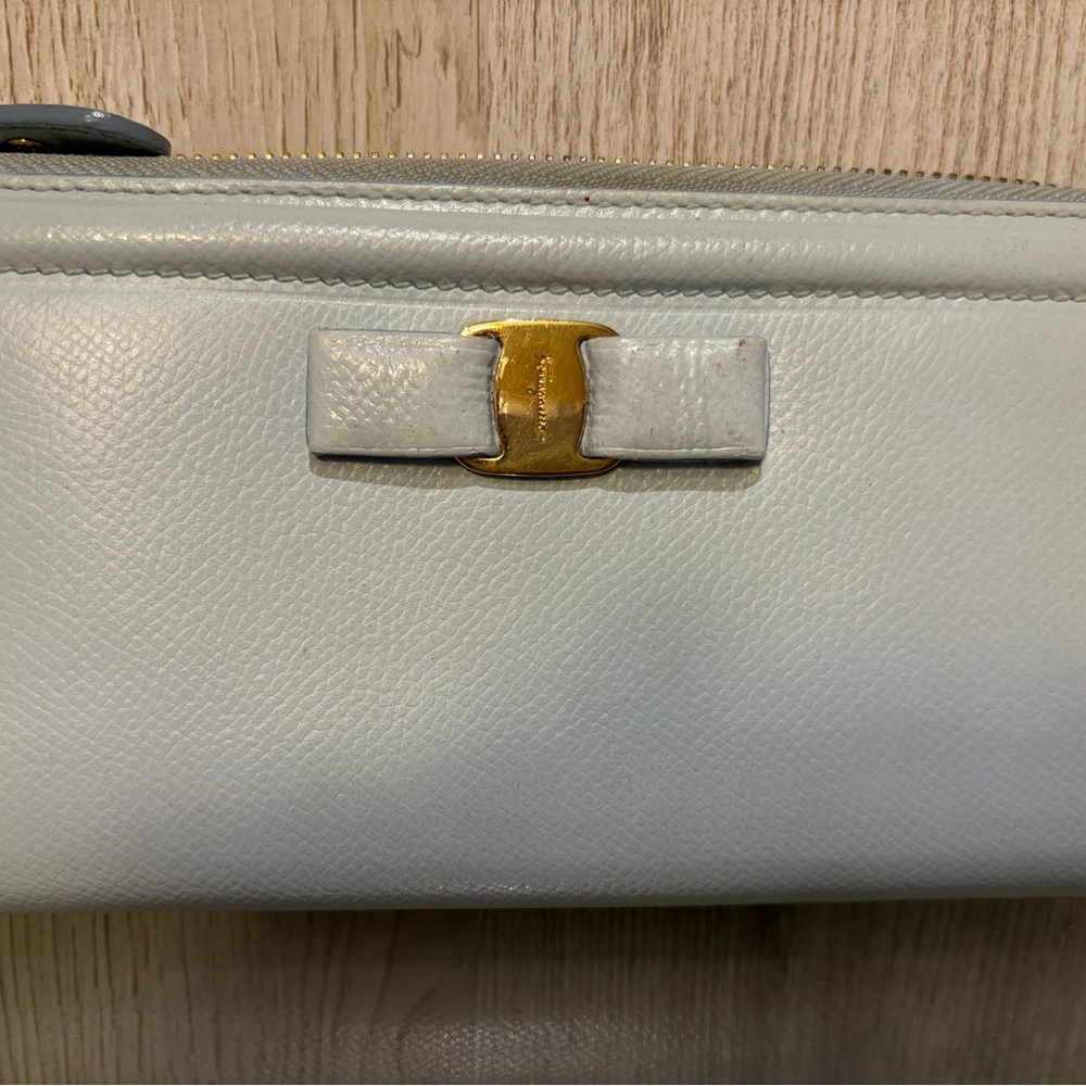 Salvatore Ferragamo Light Blue Leather Wallet